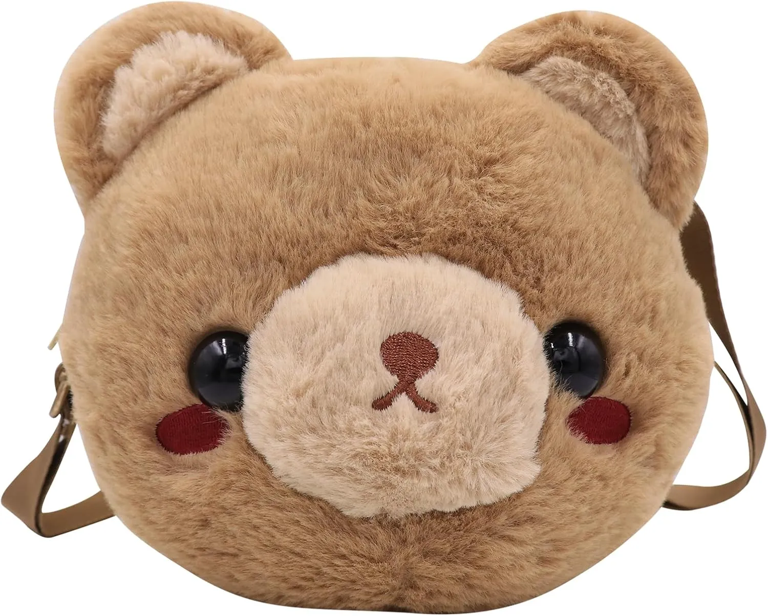 Cute Stuffed Animal Purse for Girls 3D Bear Panda Head Crossbody Bag Fluffy Pig Frog Shoulder Bag Plush Animal Bag