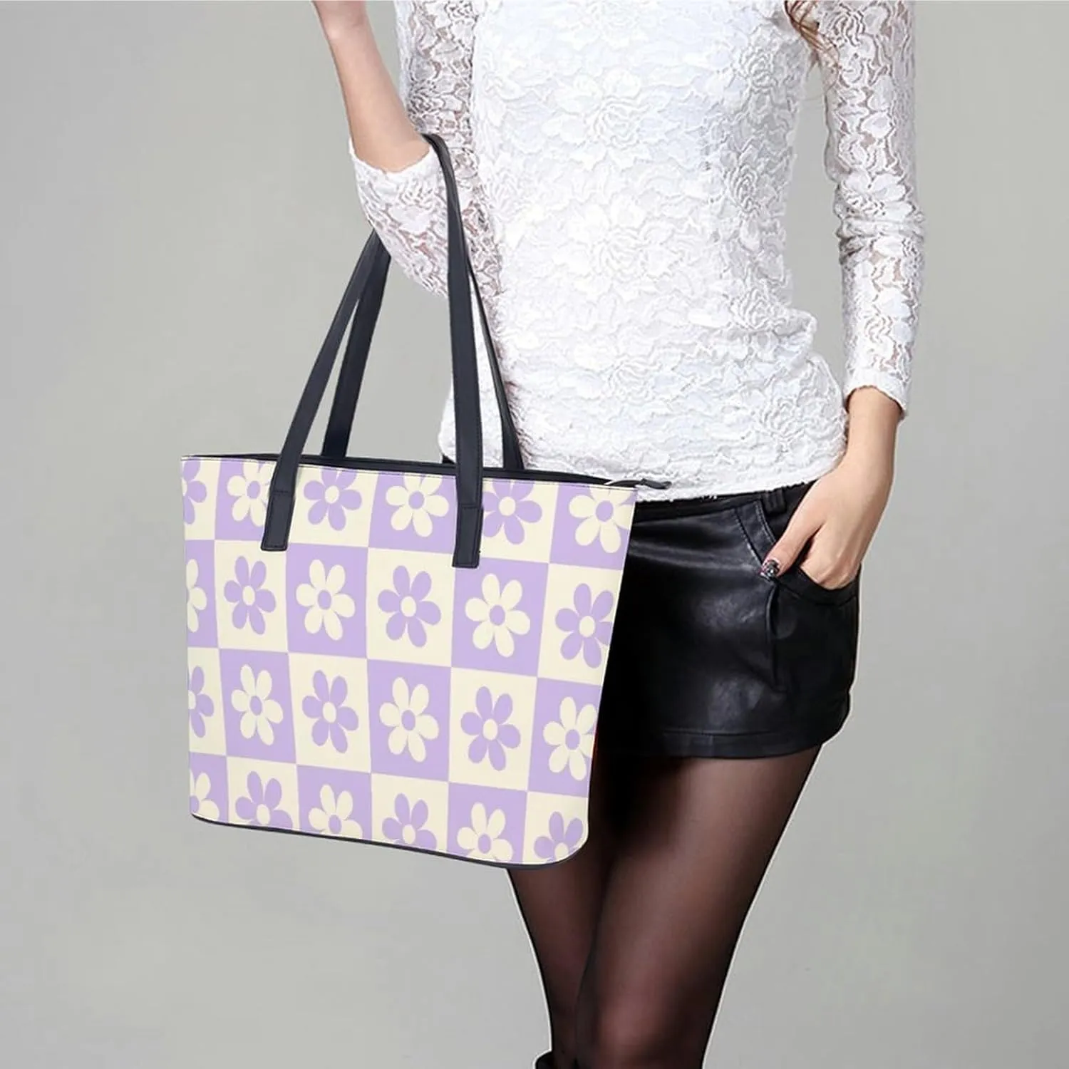 Cute Unicorns Bow Hearts Hobo Handbags With Zipper Large Capacity Satchel Tote Bag Shoulder Bag