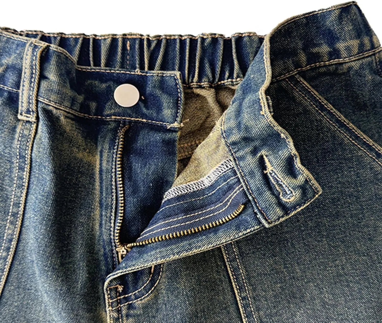CUTEGAL Unisex Jorts Women Mid Rise Denim Shorts Wide Leg Baggy Jeans Men Casual Streetwear Y2k Pants