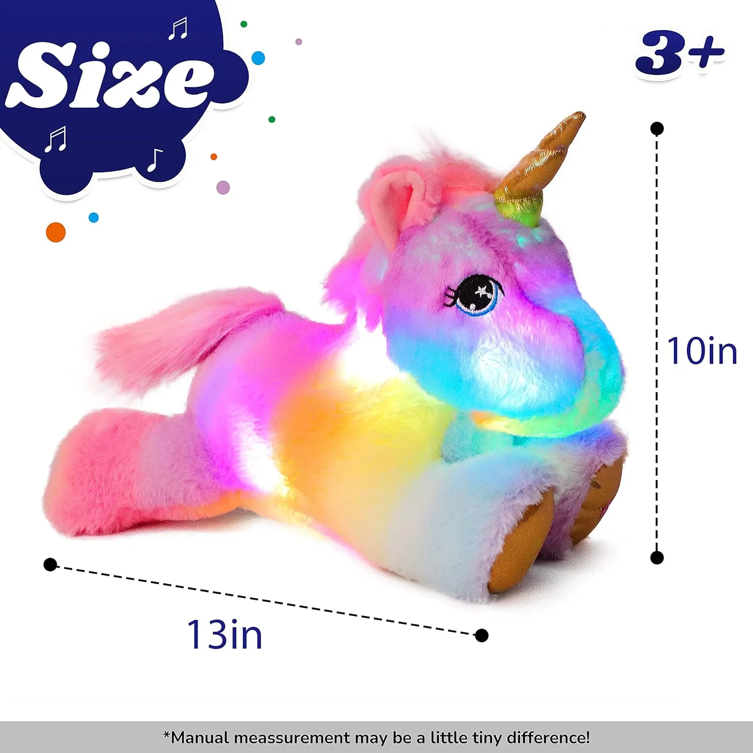 Cuteoy Musical Plush Unicorn Stuffed Animal Glowing LED Light-up Nightlight Toys Singing Lullabies Birthday Christmas Plushies Gifts for Kids Boys Girls,13"