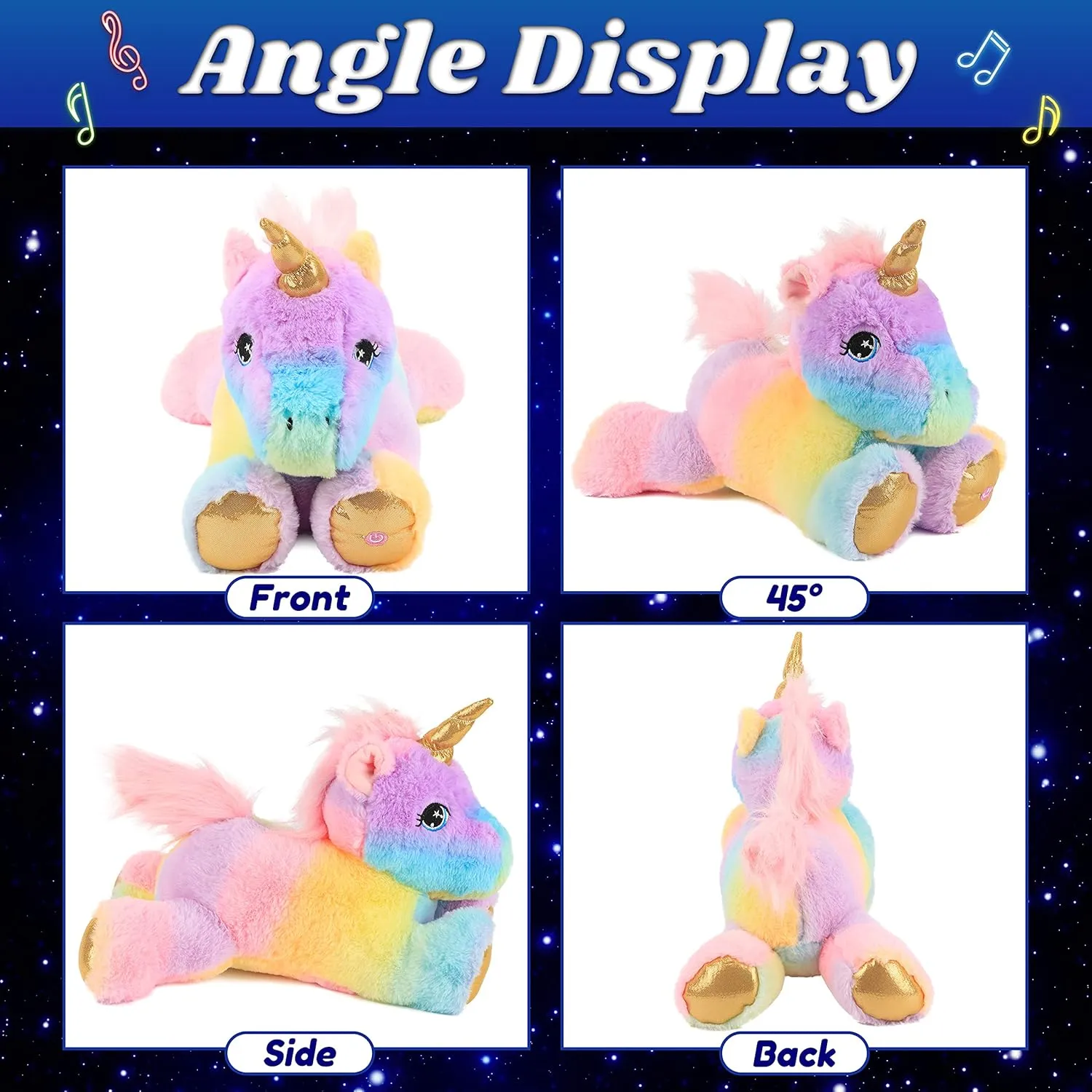 Cuteoy Musical Plush Unicorn Stuffed Animal Glowing LED Light-up Nightlight Toys Singing Lullabies Birthday Christmas Plushies Gifts for Kids Boys Girls,13"