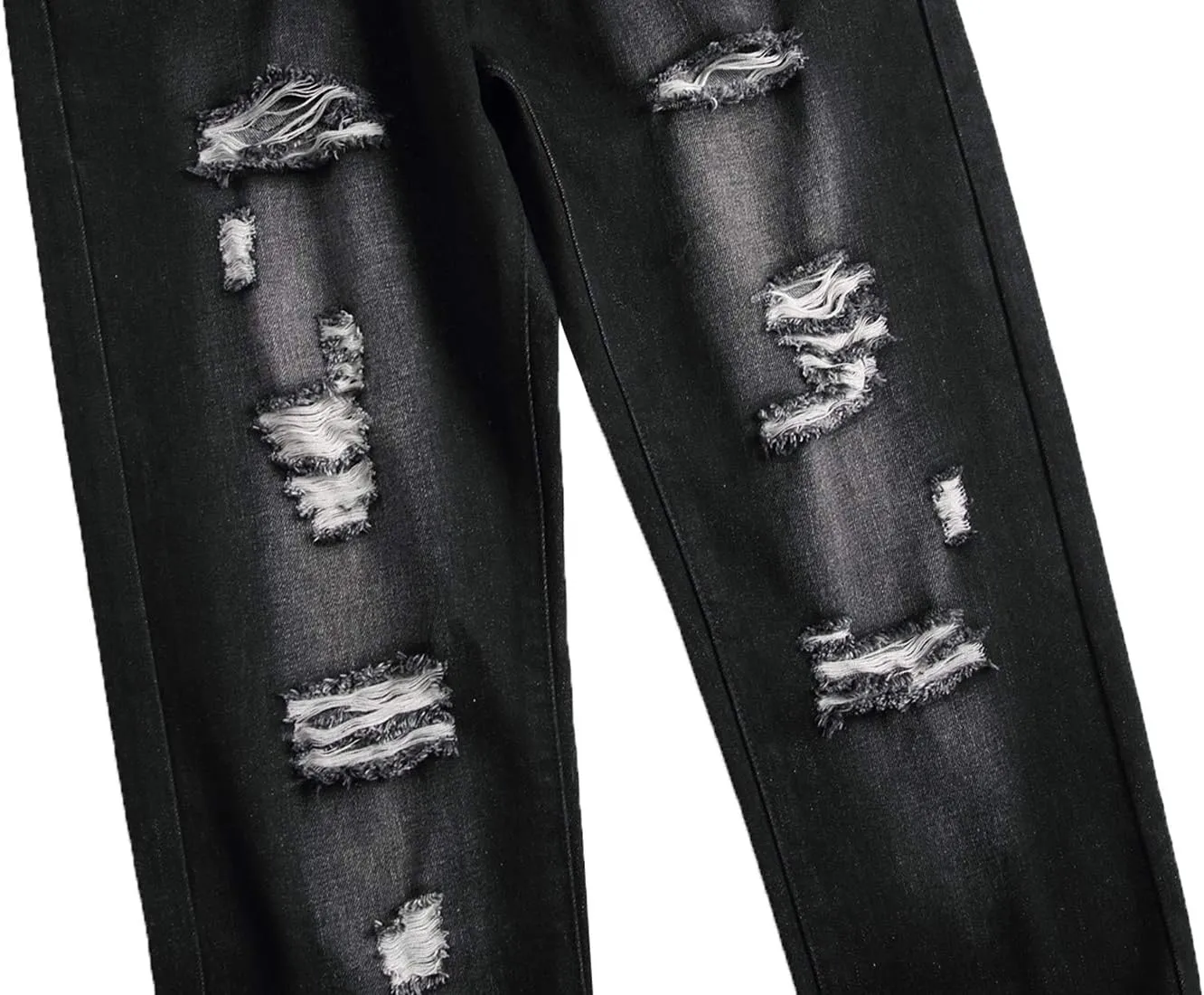 DANT BULUN Men's Ripped Distressed Destroyed Slim Fit Straight Leg Denim Jeans
