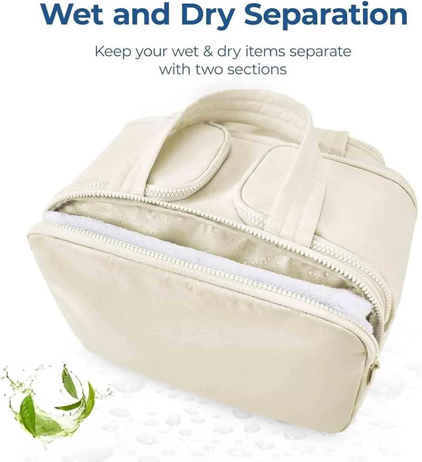 Decisive Makeup Bag, Elouva Toiletry Bag, Curetoaway Large Capacity Wide-Open Travel Cosmetic Bags, 4-in-1 Multi-Functional Waterproof Organizer Lightweight Portable, for Toiletries Storage (Khaki)