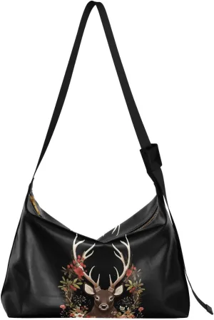 Deer Reindeer Elk Crossbody Bag for Women Men with Adjustable Strap PU Leather Shoulder Hobo Purse Bag 20854529