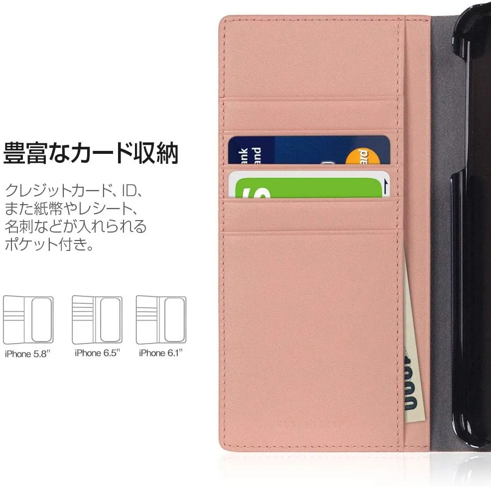 Design SD17892i58R iPhone 11 Pro Case, Notebook Type, Genuine Leather, Calf Skin Leather Diary, Black (Calfskin Leather Diary) 5.8 Inch iPhone Cover