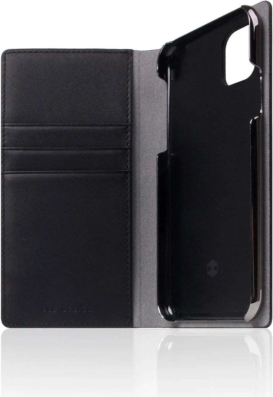 Design SD17892i58R iPhone 11 Pro Case, Notebook Type, Genuine Leather, Calf Skin Leather Diary, Black (Calfskin Leather Diary) 5.8 Inch iPhone Cover