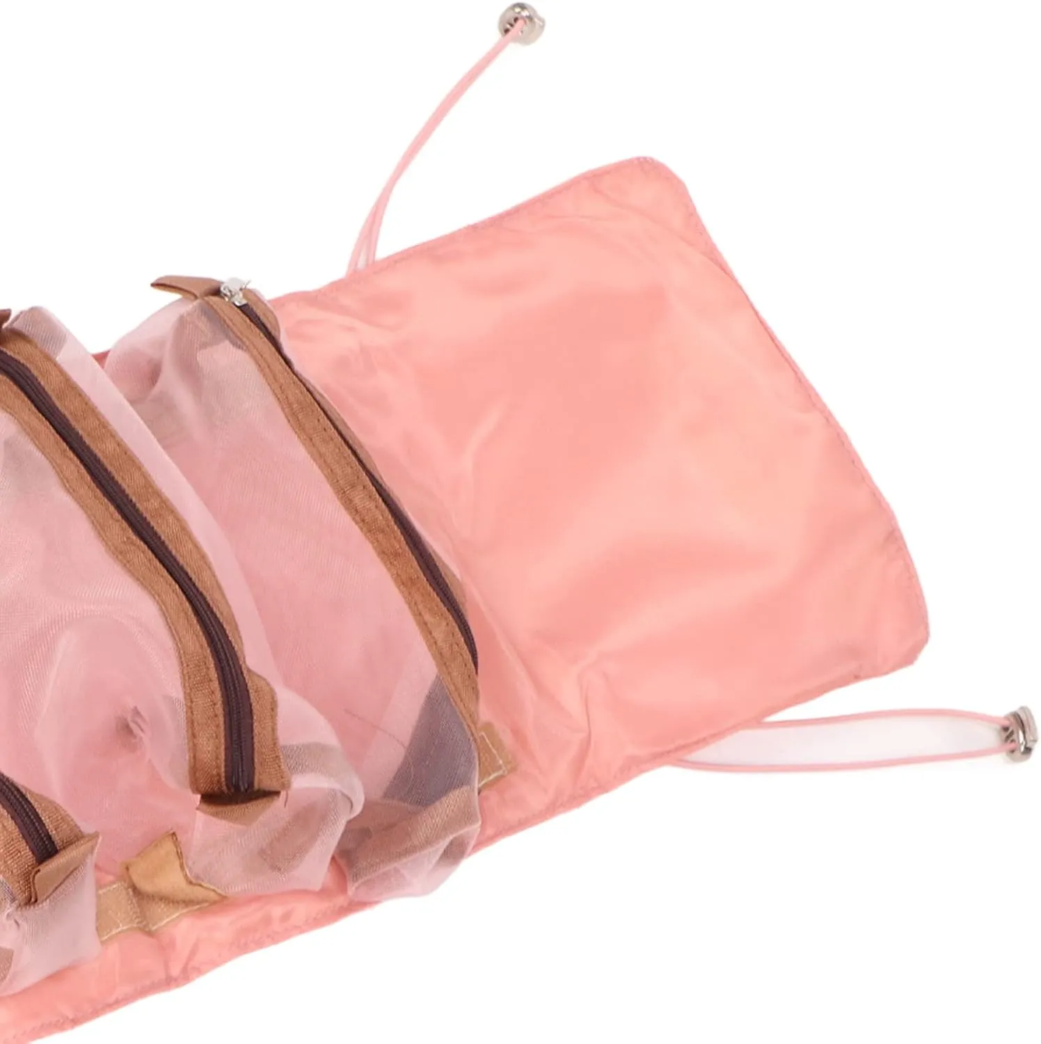 Detachable Cosmetic Bag, 4-in-1 Multifunctional Hanging Toiletry Bag, Travel Makeup Bag Organizer for Outdoor Travel, Pink