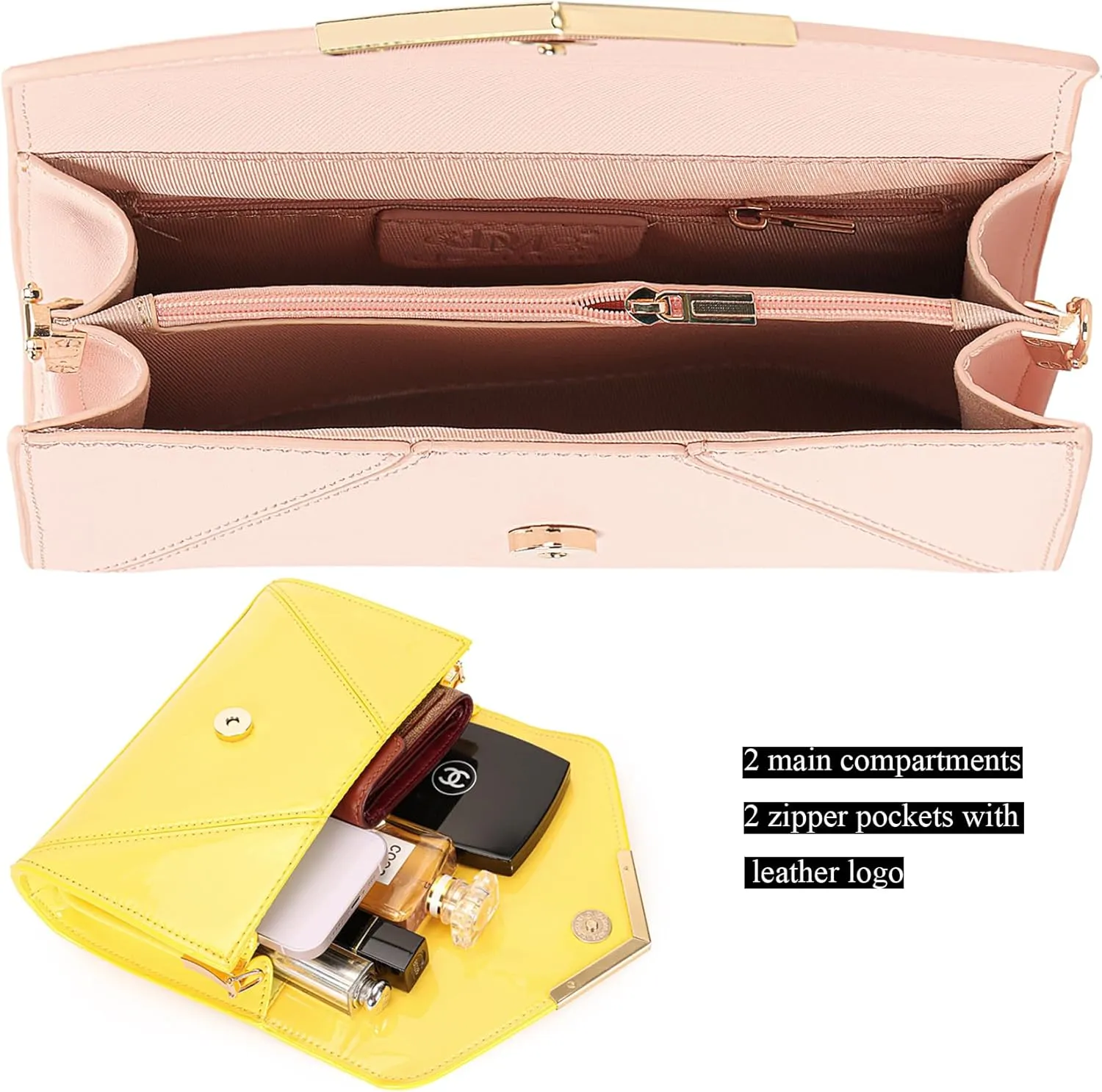 DEXMAY Women Envelope Clutch Faux Saffiano Leather Evening Handbag Foldover Clutch Bag Formal Dressy Purse