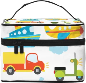 Diversified transportation Print Portable Travel Makeup Case Versatile Zipper for Makeup Bag Large Capacity Polyeste