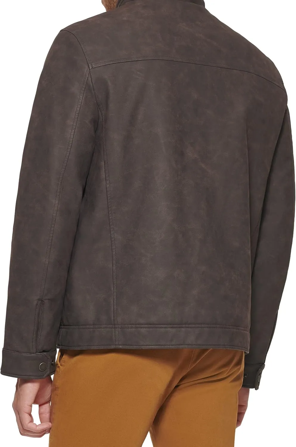 Dockers Men's Faux Leather Military Jacket
