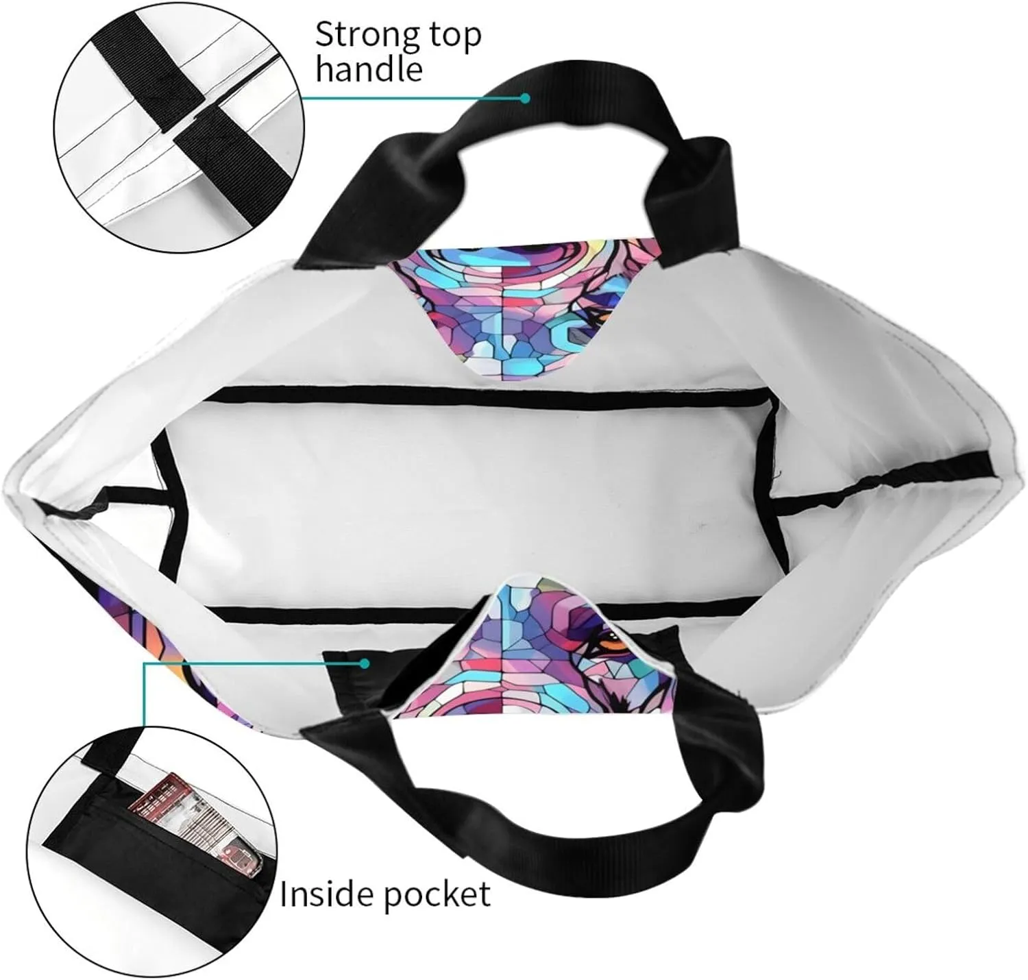 Dog Breed Glass Art Women Shoulder Handbags Reusable Large Capacity Casual Tote Bag