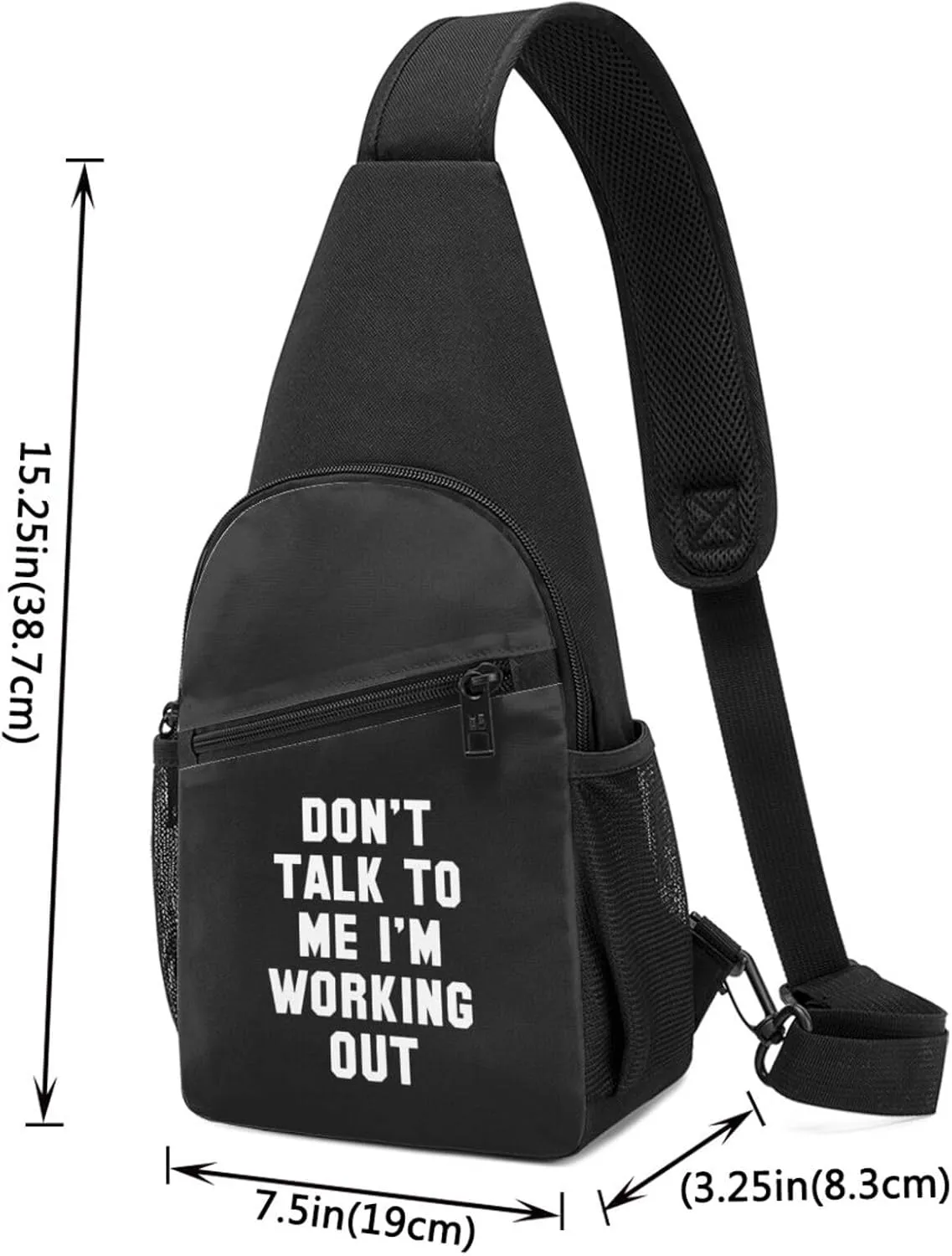 Don'T Talk To Me I'M Working Out Unisex Chest Bag Lightweight Crossbody Shoulder Bag Travel Pocket Black