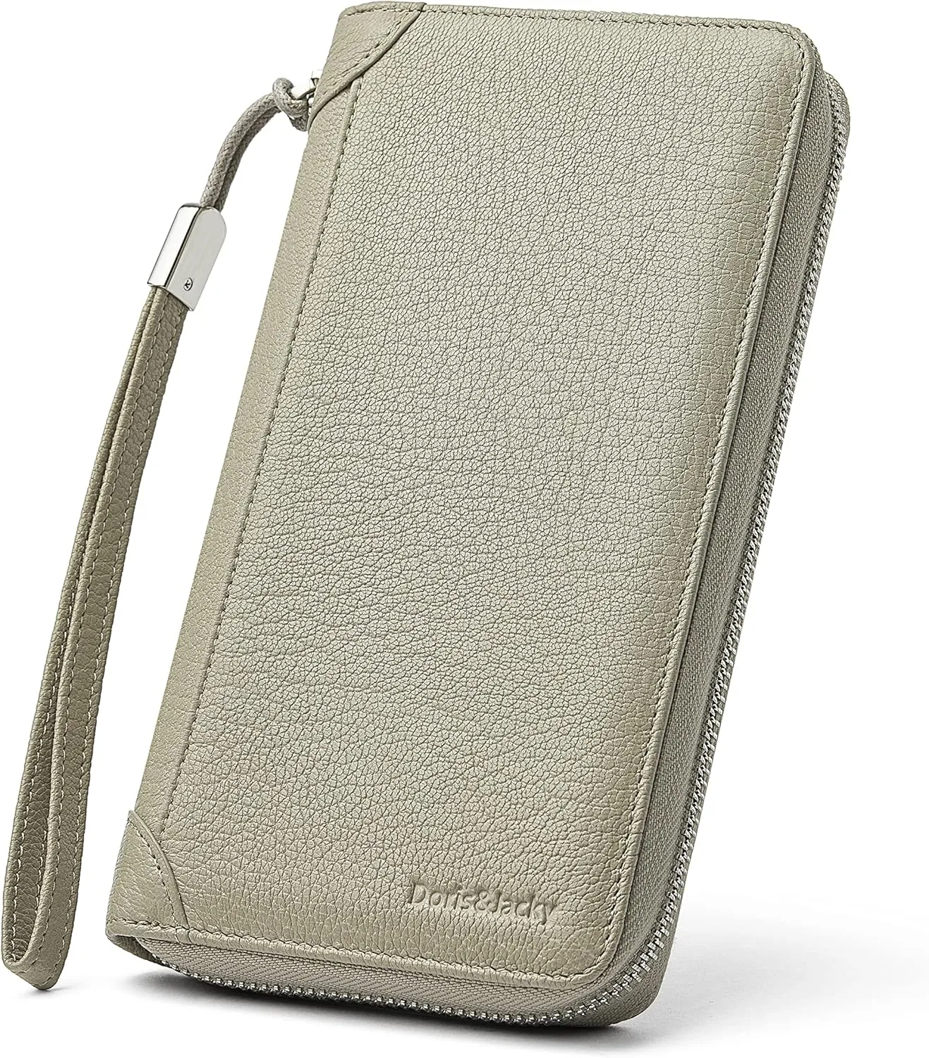 DORIS&JACKY Women Leather Wallet Rfid Blocking Large Capacity Zipper Around Travel Wristlet Bags