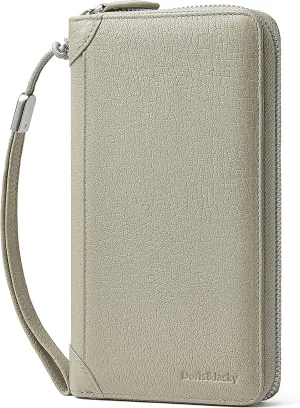 DORIS&JACKY Women Leather Wallet Rfid Blocking Large Capacity Zipper Around Travel Wristlet Bags