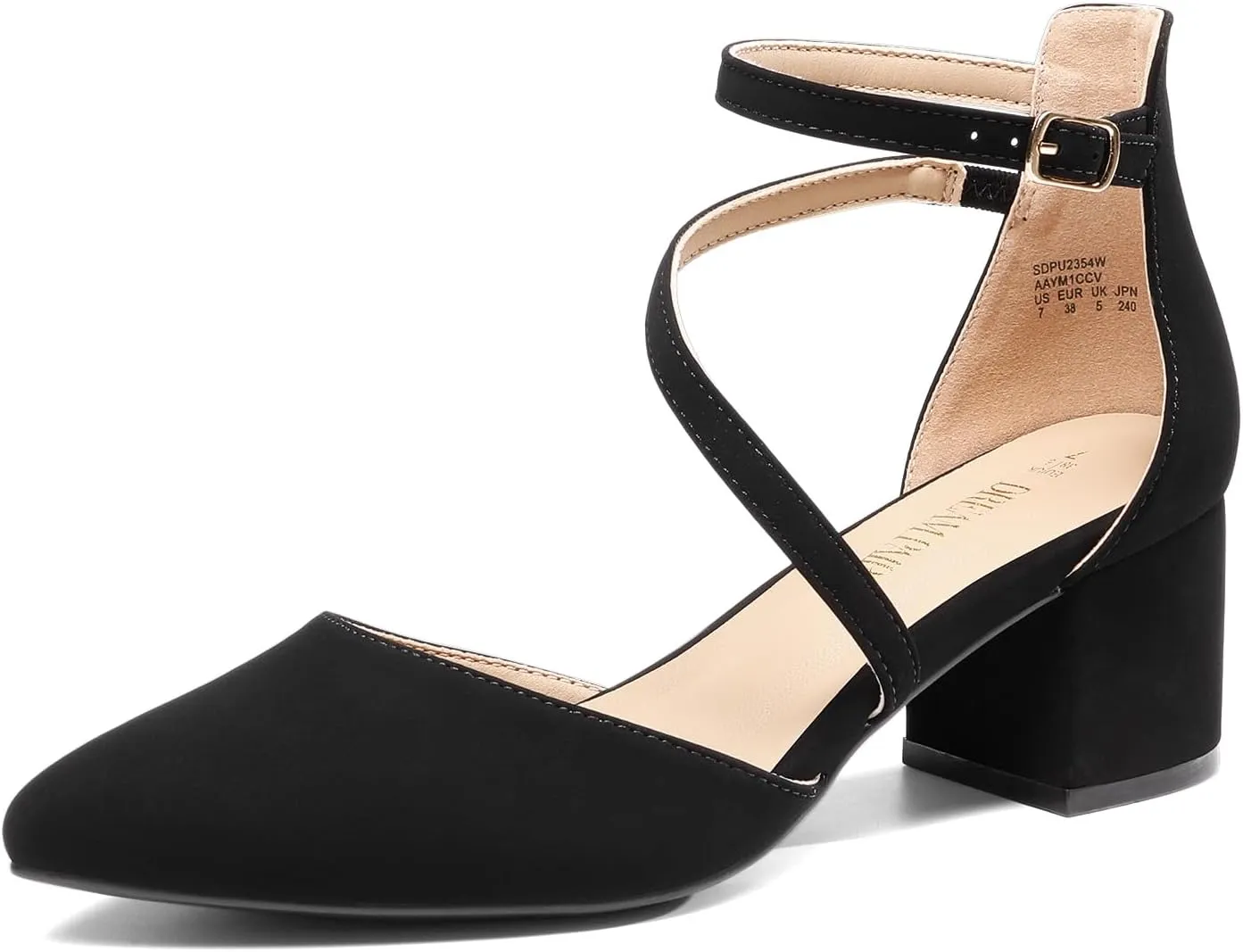 DREAM PAIRS Women's Closed Pointed Toe Low Chunky Heels Pumps Ankle Strap Wedding Business Dressy Shoes