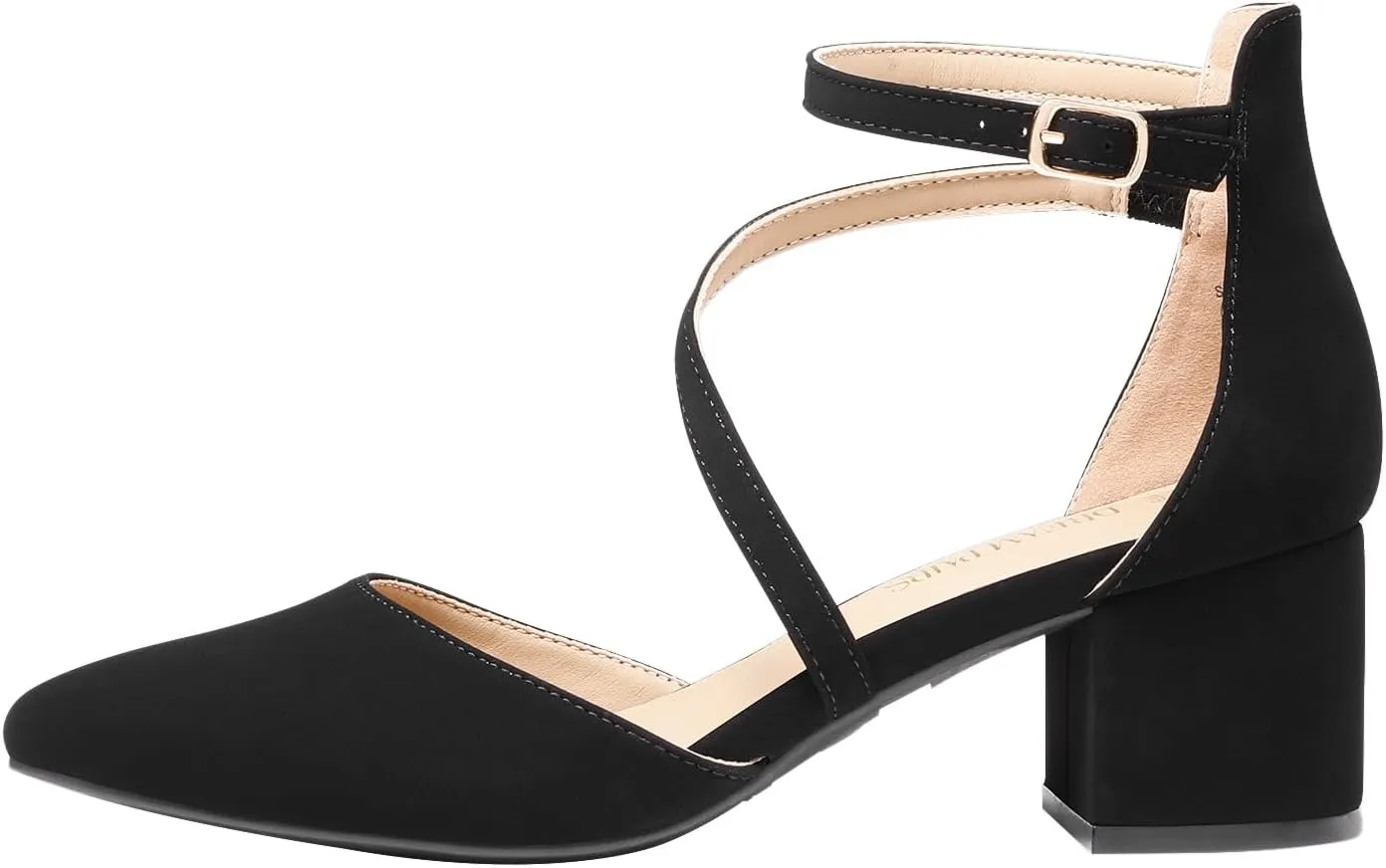 DREAM PAIRS Women's Closed Pointed Toe Low Chunky Heels Pumps Ankle Strap Wedding Business Dressy Shoes