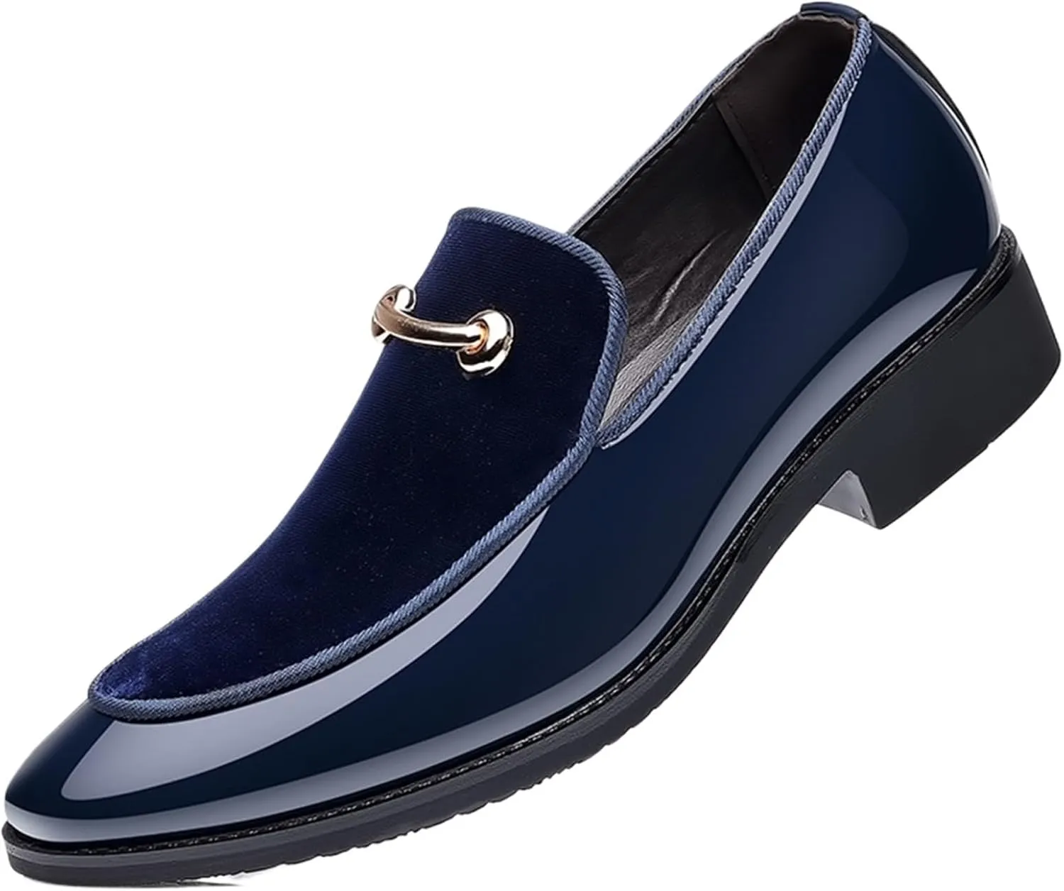 Dress Shoes for Men Men's Faux Patent Leather Loafers Stylish Business Moccasins for Spring & Autumn Weddings