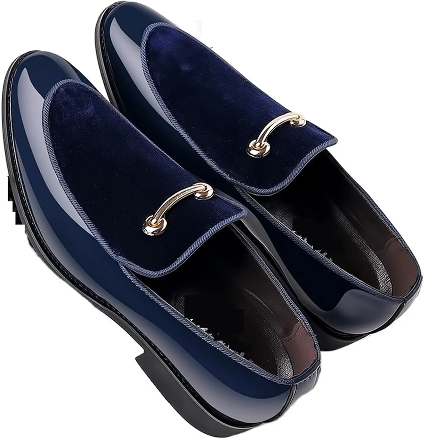 Dress Shoes for Men Men's Faux Patent Leather Loafers Stylish Business Moccasins for Spring & Autumn Weddings