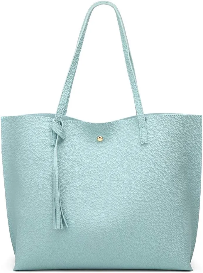 Dreubea Women's Soft Faux Leather Tote Shoulder Bag from, Big Capacity Tassel Handbag