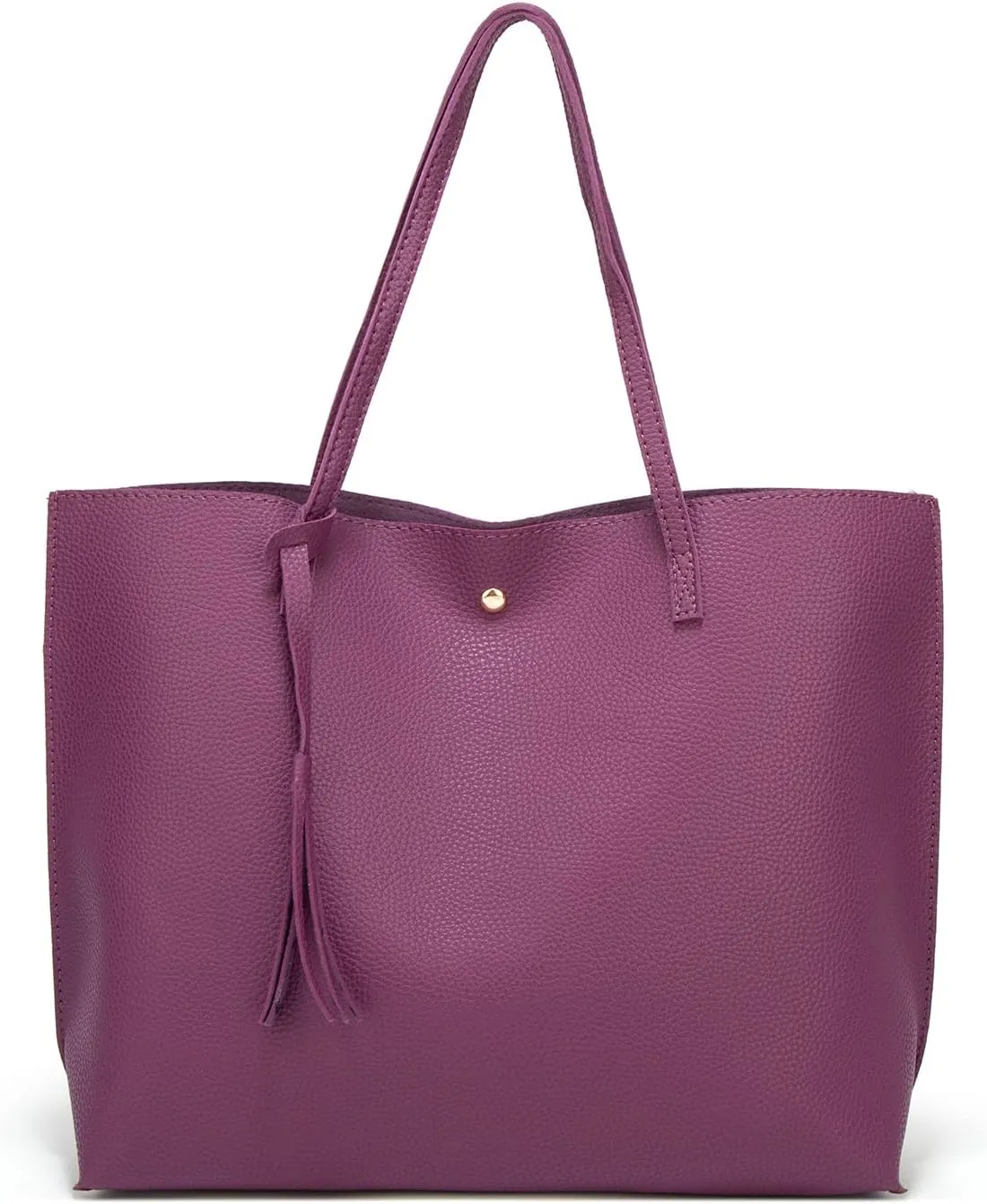 Dreubea Women's Soft Faux Leather Tote Shoulder Bag from, Big Capacity Tassel Handbag