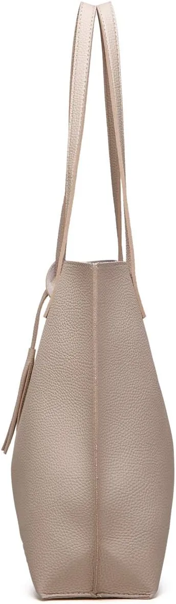 Dreubea Women's Soft Faux Leather Tote Shoulder Bag from, Big Capacity Tassel Handbag