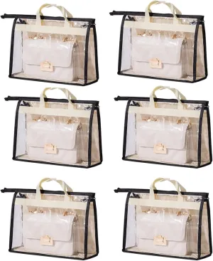 Dust Bags for Handbags - Purse Storage Organizer for Closet Moistureproof and Dustproof Cover Hanging with Zipper and Handle (Black-L)