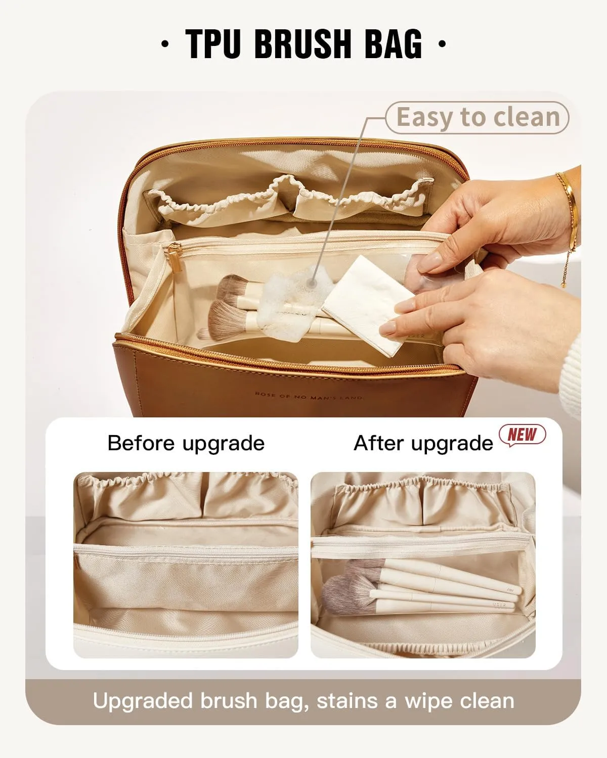 EACHY Travel Makeup Bag,Large Capacity Cosmetic Bags for Women,Waterproof Portable Pouch Open Flat Toiletry Bag Make up Organizer with Divider and Handle
