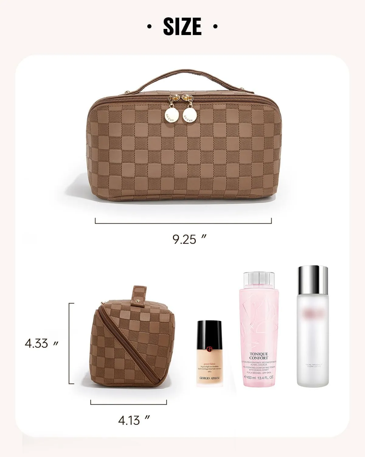 EACHY Travel Makeup Bag,Large Capacity Cosmetic Bags for Women,Waterproof Portable Pouch Open Flat Toiletry Bag Make up Organizer with Divider and Handle