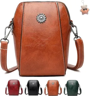 Elmyse Crossbody Bag Leather,Happywind Crossbody Cellphone Purse,Happy Wind Retro All-Match Vertical Cellphone Bag