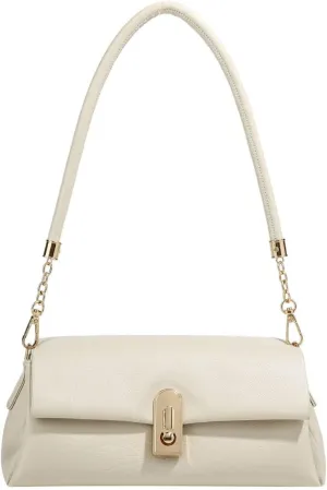 Exquisite High-grade Crossbody Bag Lock Design Sense Shoulder Bag Temperament Fashion Handbag, Cream White