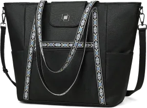 FADEON Large Laptop Tote Bag for Women Designer Leather Laptop Bag Fashion Travel Backpack Purse Shoulder Handbag