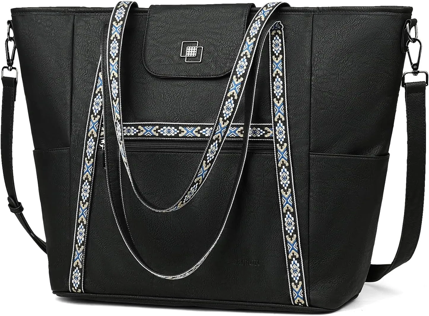 FADEON Large Laptop Tote Bag for Women Designer Leather Laptop Bag Fashion Travel Backpack Purse Shoulder Handbag