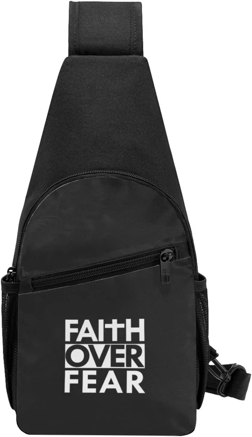 Faith Over Fear Bible Scripture Verse Christian Unisex Chest Bag Lightweight Crossbody Shoulder Bag Travel Pocket
