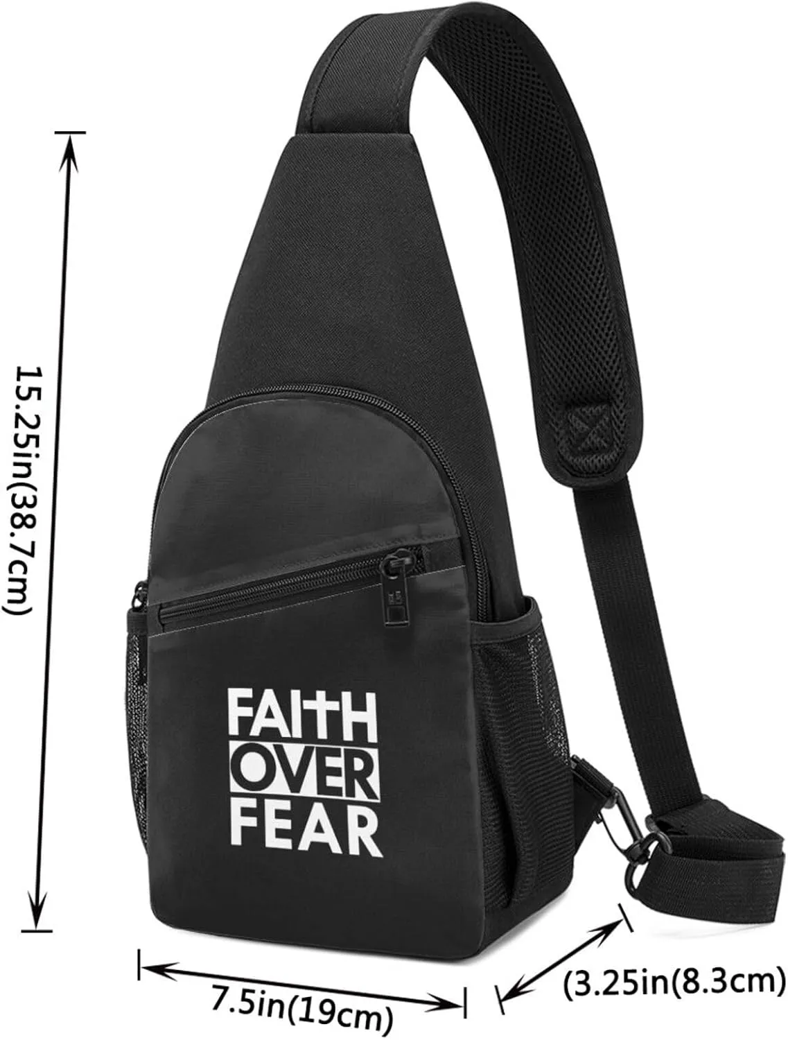 Faith Over Fear Bible Scripture Verse Christian Unisex Chest Bag Lightweight Crossbody Shoulder Bag Travel Pocket