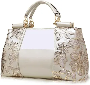 Fashion Handbag for Women Patent Leather Shoulder Bag Top Handle Satchel Large Capacity Crossbody Bag Evening Purse