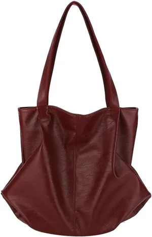 Fashion Tote Bags for Women Soft PU Leather Shoulder Bag Pleated Handbags Y2k Purses Large Top Handle Satchel