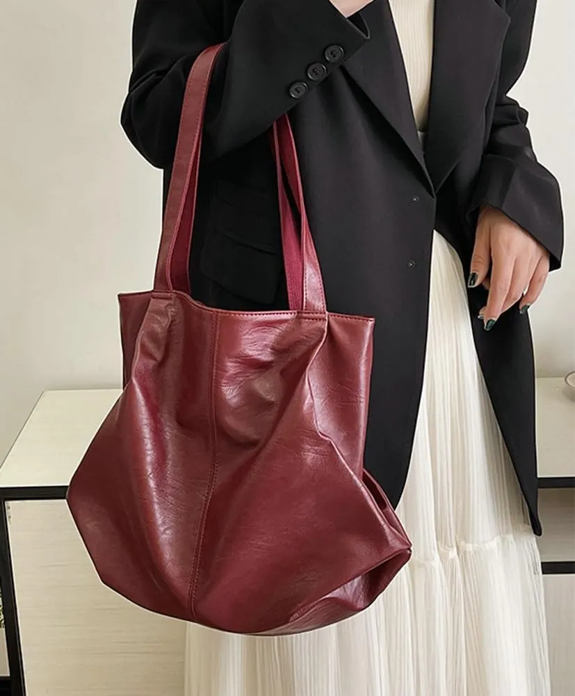 Fashion Tote Bags for Women Soft PU Leather Shoulder Bag Pleated Handbags Y2k Purses Large Top Handle Satchel