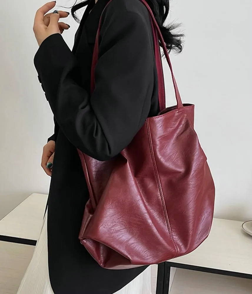 Fashion Tote Bags for Women Soft PU Leather Shoulder Bag Pleated Handbags Y2k Purses Large Top Handle Satchel