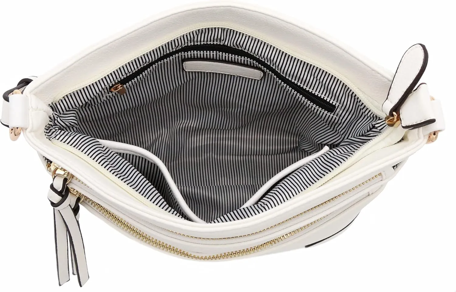 FashionPuzzle Triple Zipper Pocket Medium Crossbody Bag