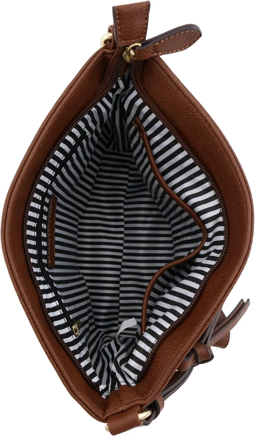 FashionPuzzle Triple Zipper Pocket Medium Crossbody Bag