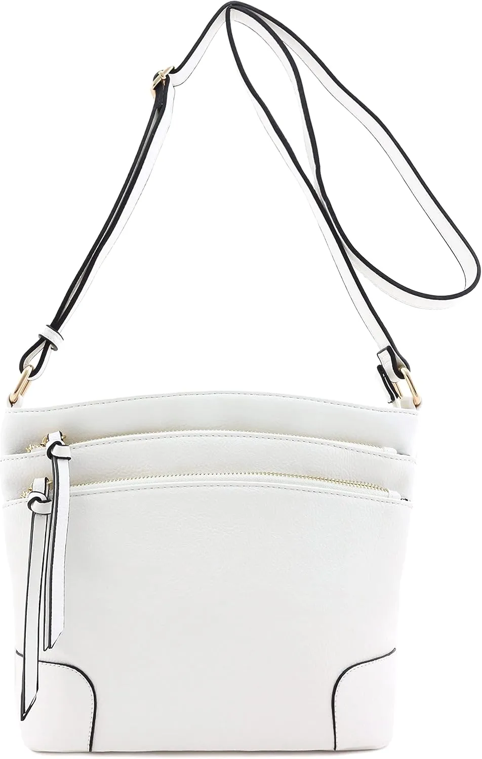 FashionPuzzle Triple Zipper Pocket Medium Crossbody Bag