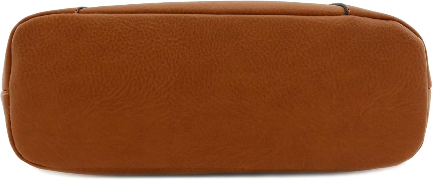 FashionPuzzle Triple Zipper Pocket Medium Crossbody Bag