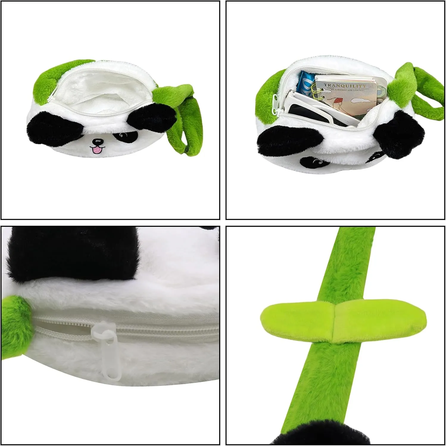 Faux Fur Panda Crossbody Purse for Women Small Fluffy Animal Shoulder Bag Plush Panda Purse Animal Stuffed Purse Cartoon Bag