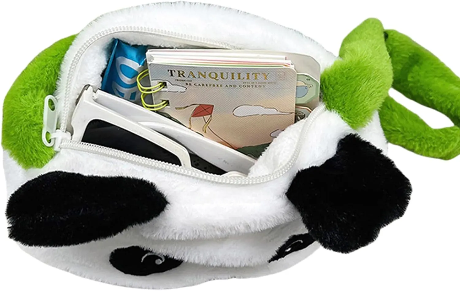 Faux Fur Panda Crossbody Purse for Women Small Fluffy Animal Shoulder Bag Plush Panda Purse Animal Stuffed Purse Cartoon Bag