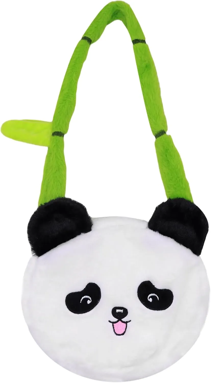 Faux Fur Panda Crossbody Purse for Women Small Fluffy Animal Shoulder Bag Plush Panda Purse Animal Stuffed Purse Cartoon Bag