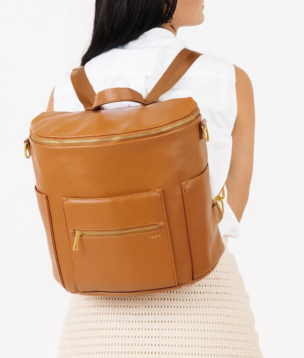 FAWN DESIGN The Original Diaper Bag, Faux Leather Diaper Bag Backpack, Vegan Leather, Large Capacity Baby Bag for Mom