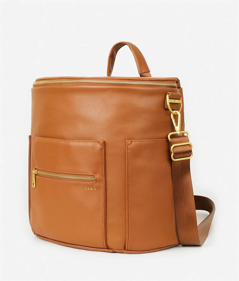 FAWN DESIGN The Original Diaper Bag, Faux Leather Diaper Bag Backpack, Vegan Leather, Large Capacity Baby Bag for Mom