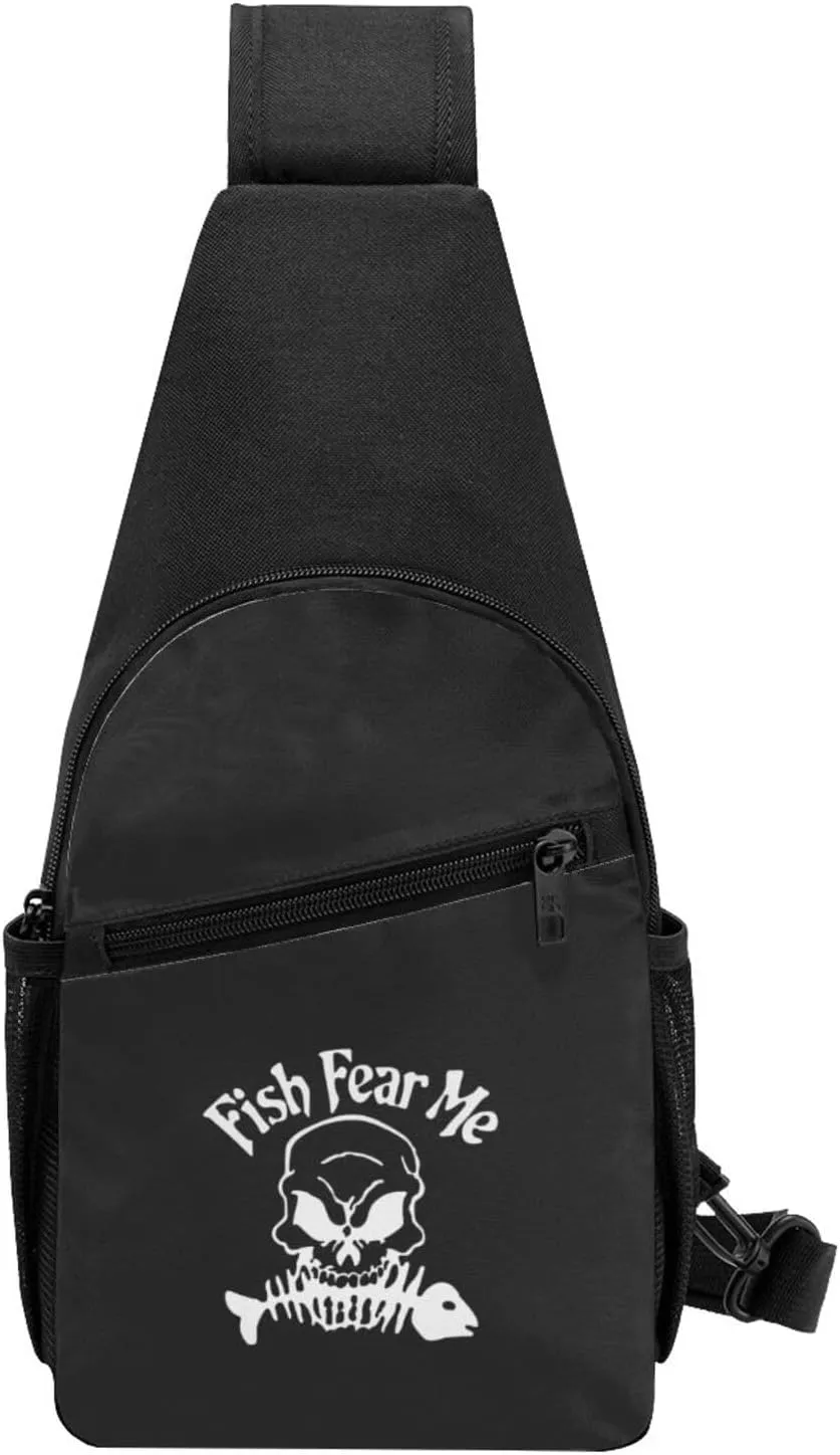 Fish Fear Me Unisex Chest Bag Lightweight Crossbody Shoulder Bag Travel Pocket
