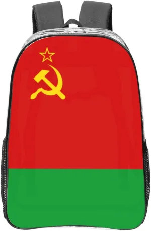 Flag Of Belarus Transparent Backpack-16-Inch Pvc Clear Backpack With Side Pockets,Black