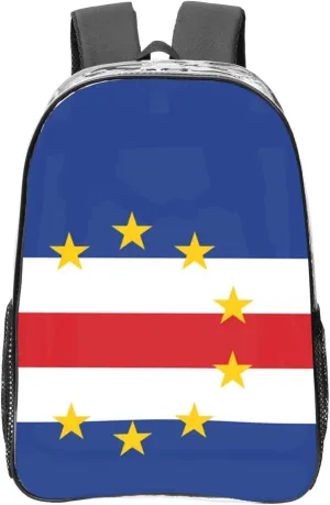 Flag Of Cape Verde Transparent Backpack-16-Inch Pvc Clear Backpack With Side Pockets,Black